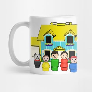 Brunette Family With Yellow House Mug